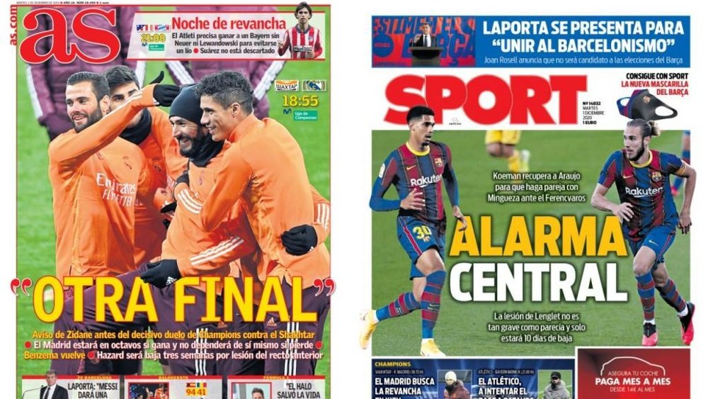 Les Unes des journaux sportifs en Espagne du 1er décembre 2020. as/sport