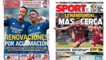 Capas da imprensa desportiva 14 de maio de 2022.AS/Sport