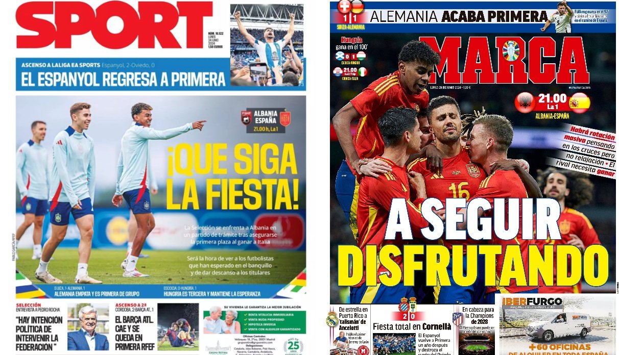 Portadas de la prensa deportiva del 24-06-24. Sport/Marca