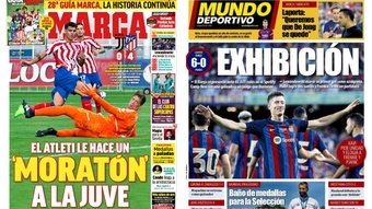 As capas da imprensa esportiva. Marca/Mundo Deportivo