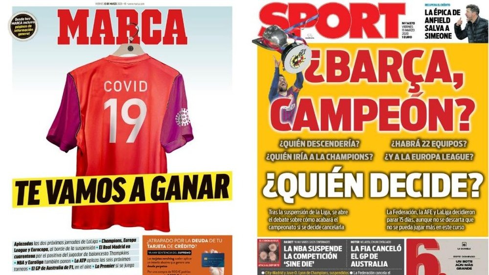 Capas dos jornais espanhóis Marca e Sport.