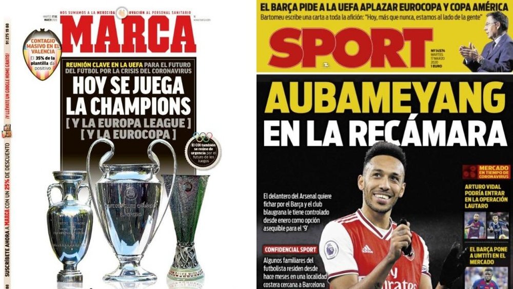 Capas da revista Marca e Sport 17-03-20. Montagem/Marca/Sport