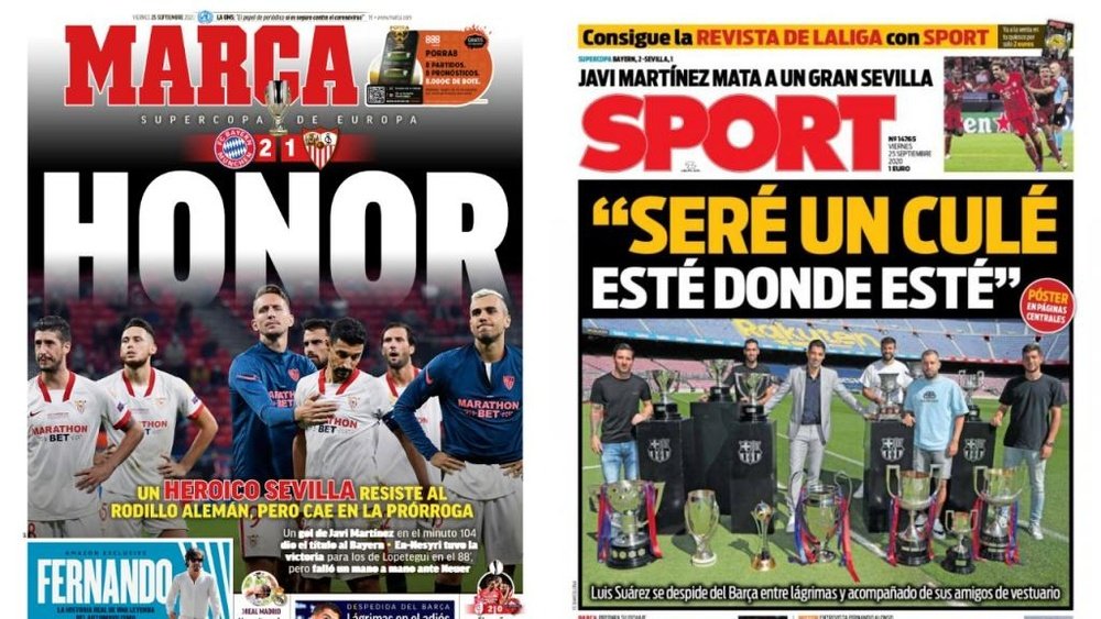 Portadas de la prensa deportiva del 25-09-20. Montaje/Marca/Sport