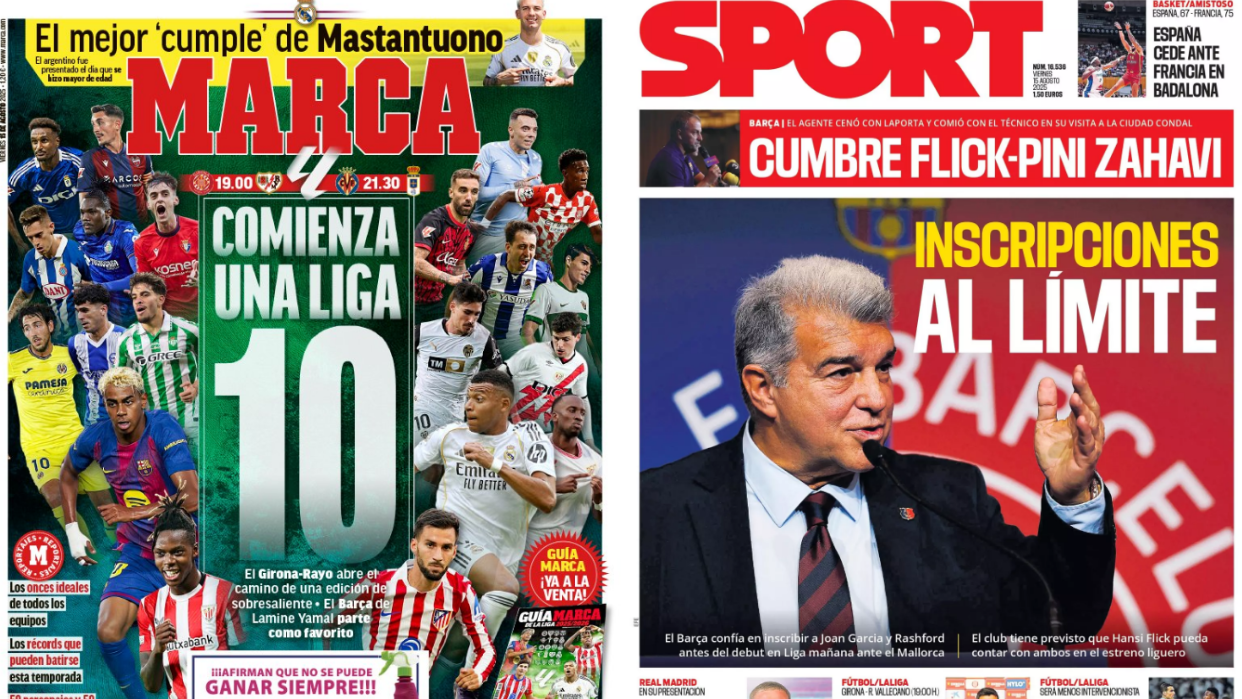 Portadas de la prensa deportiva del 15-08-25