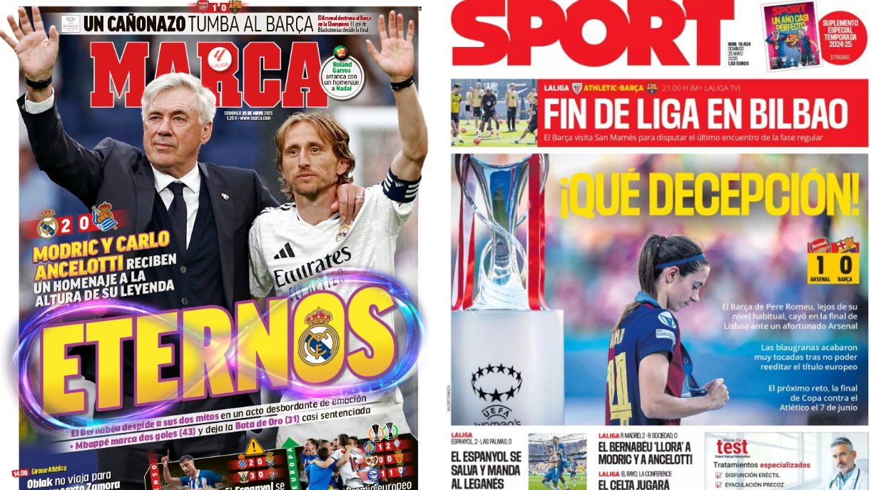 Portadas de la prensa deportiva del 25-05-25. Sport/Marca