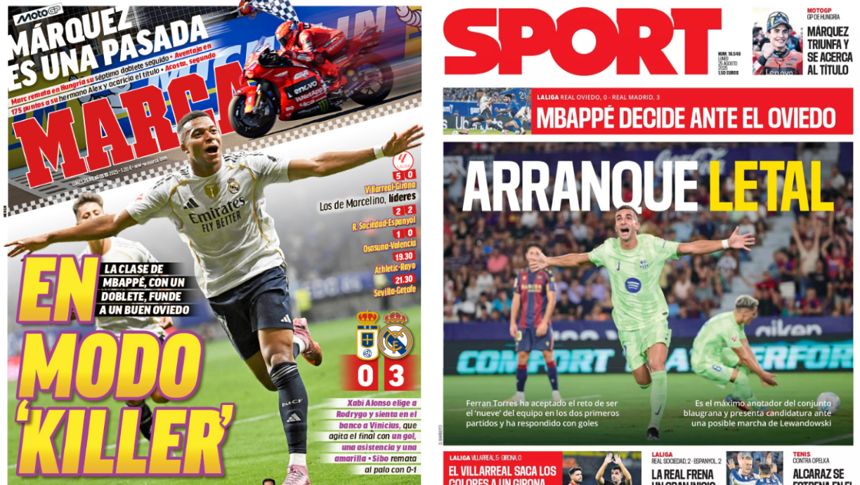 Portadas de la prensa deportiva del 25-08-25