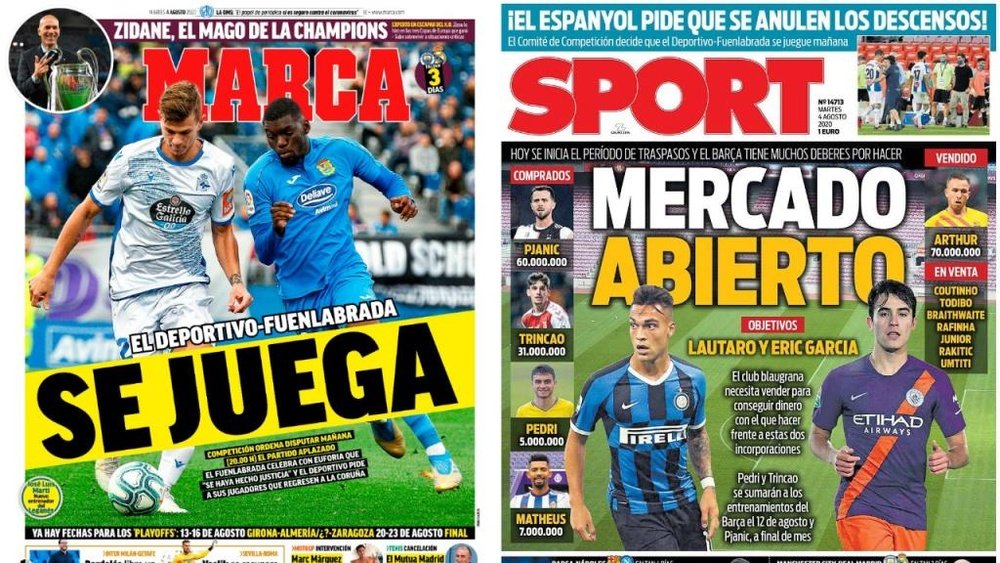 Estas son las portadas de la prensa deportiva del 04-08-20. Montaje/Marca/Sport