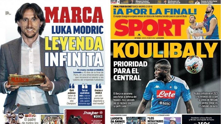 Capas da imprensa desportiva 19 de maio de 2022.Marca/Sport