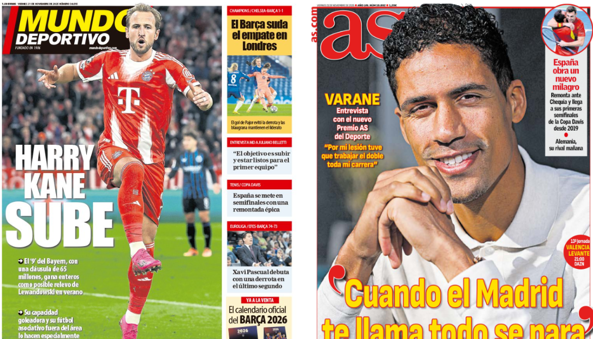 Portadas de la prensa deportiva del 21-11-25