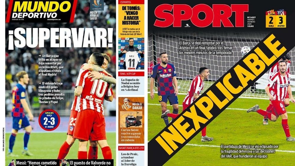 Outrage in the Catalan press after Super Cup VAR controversy. COLLAGE/MundoDeportivo/Sport