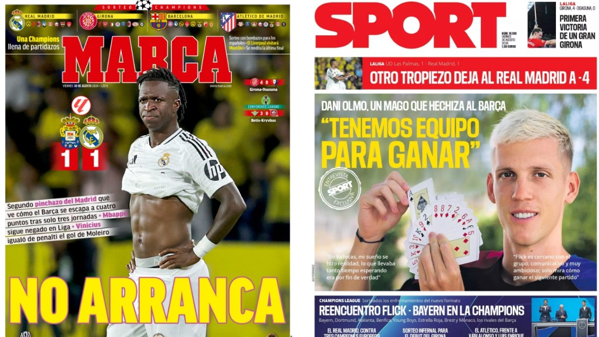 Portadas de la prensa deportiva del 30-08-24. Marca/Sport