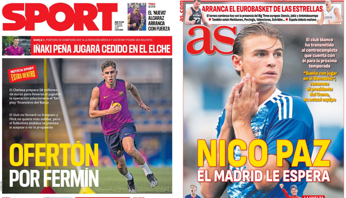 Portadas de la prensa deportiva del 27-08-25