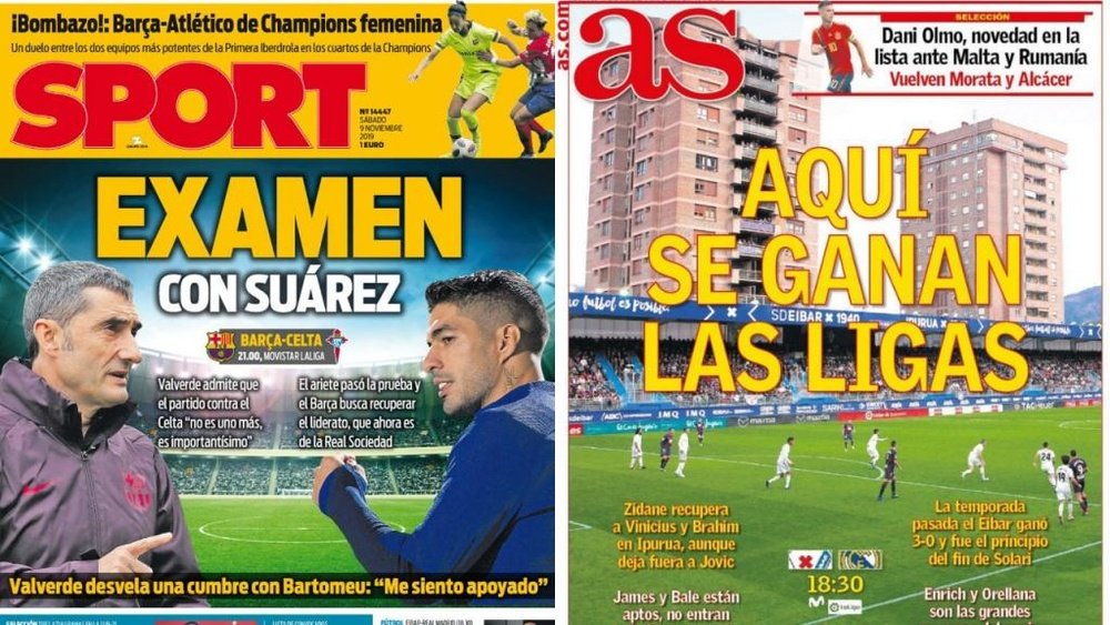 Estas son las portadas de la prensa deportiva de hoy. Montaje/Sport/AS
