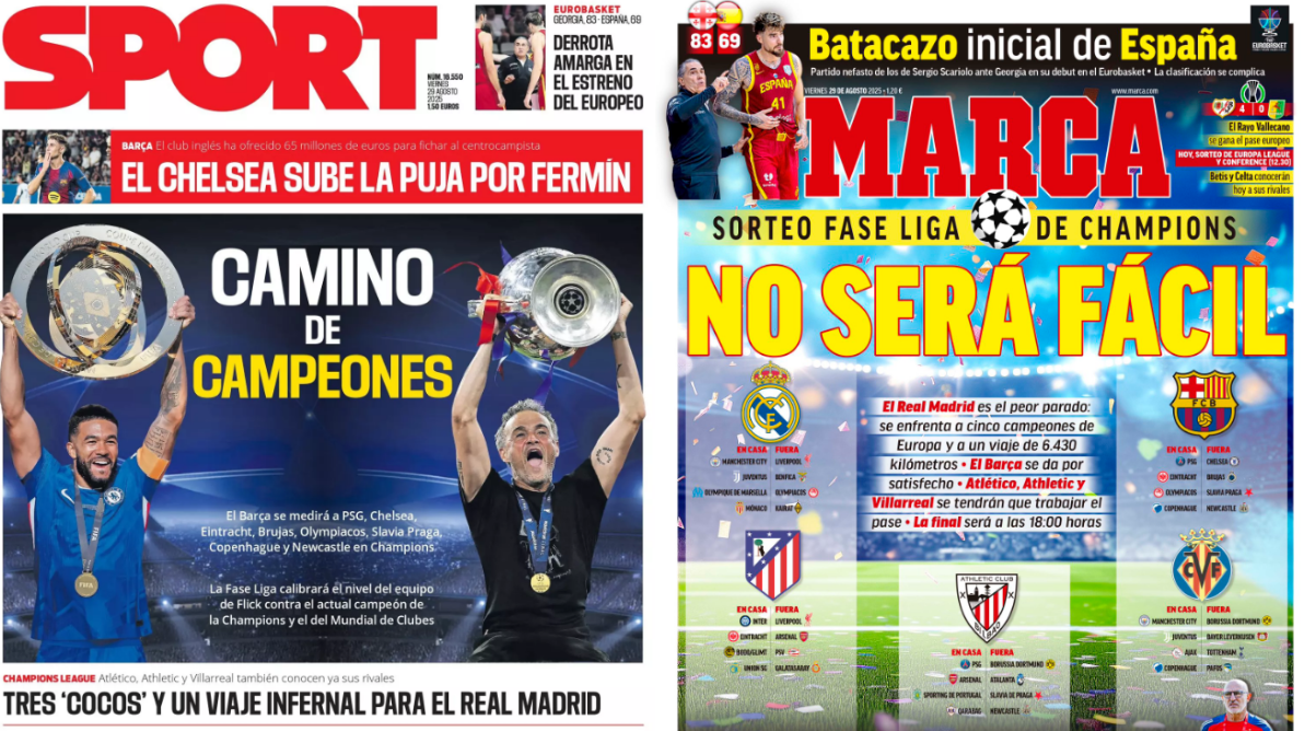 Portadas de la prensa deportiva del 29-08-25