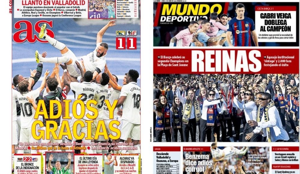 Portadas de la prensa deportiva del 05-06-23. AS/Mundo Deportivo