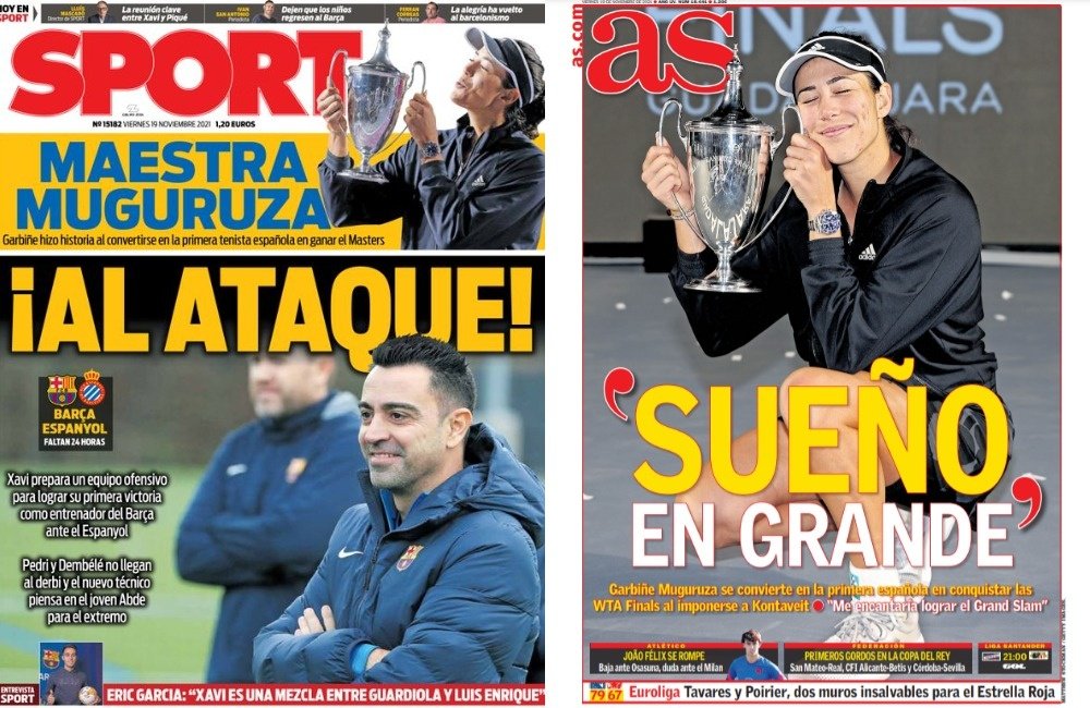 Capas da imprensa desportiva 19 de novembro de 2021.AS/Sport