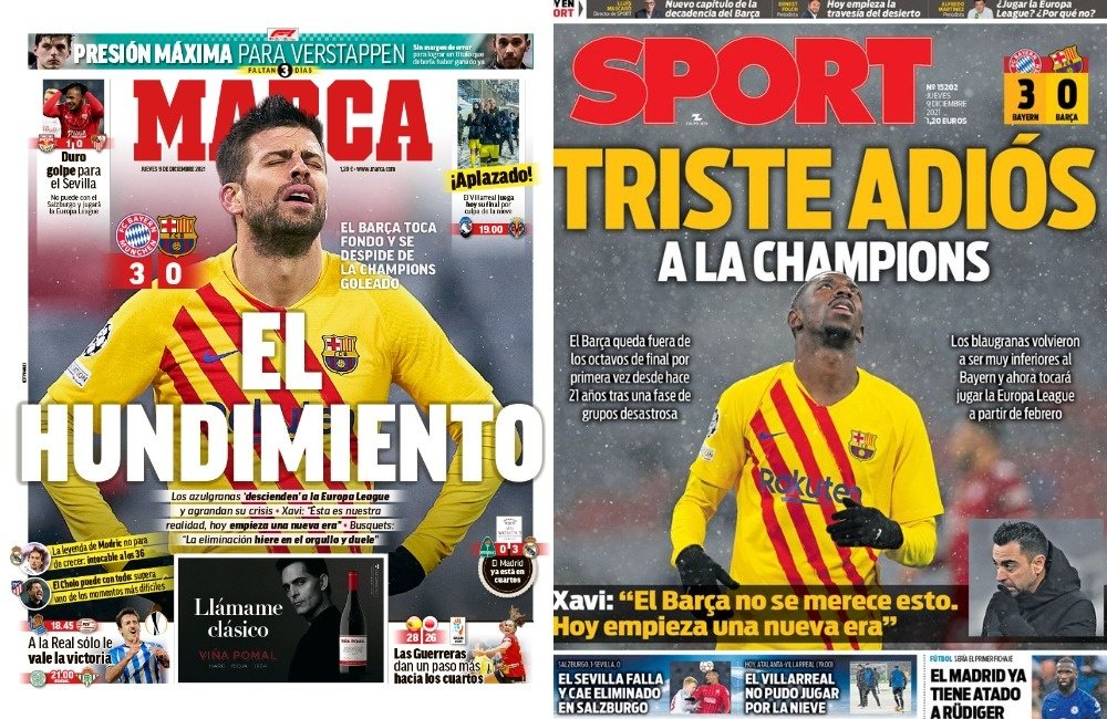 As capas da imprensa esportiva. Sport/Marca