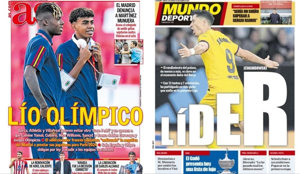 Portadas de la prensa deportiva del 19-03-24. AS/Mundo Deportivo