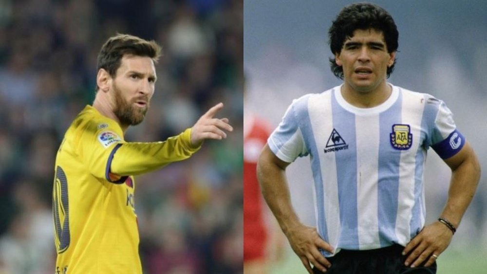 Leo Messi e Maradona foram comparados por Roberto Ayala. Montagem/EFE