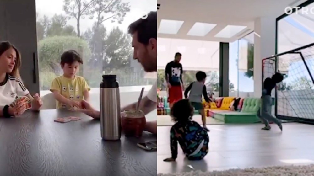 Leo Messi aproveita o tempo com seus filhos. Captura/OTRO
