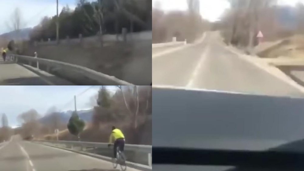 Messi condujo de forma prudente ante la presencia de un ciclista. Instagram/LeoMessi