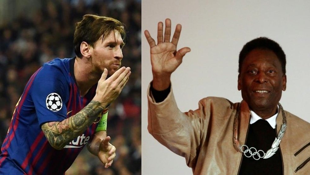 Messi e Pelé anotaram 642 tentos por Barcelona e Santos. Montaje/BeSoccer