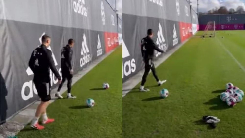 Lewandowski scored twice from behind the by-line! Screenshot/Bayern