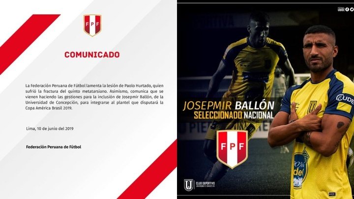 Ballón sustituye a Paolo Hurtado en Perú