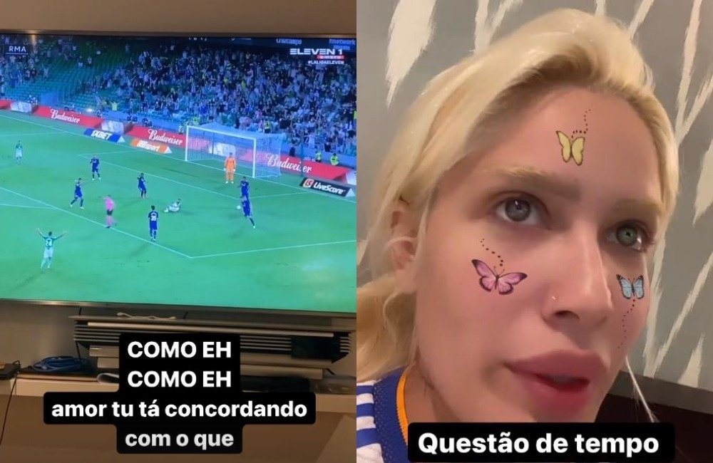 Karoline Lima, muy atenta al Betis-Madrid. Instagram/karolinel