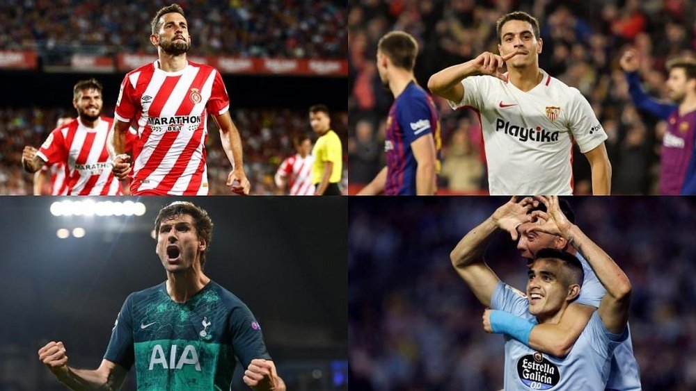 Stuani, Fernando Llorente, Maxi Gómez e Ben Yedder são opções para o Barça. Montaje/BeSoccer