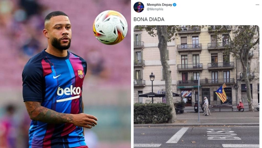 Memphis la lio en Twitter al felicitar la Diada. EFE/Twitter/Memphis