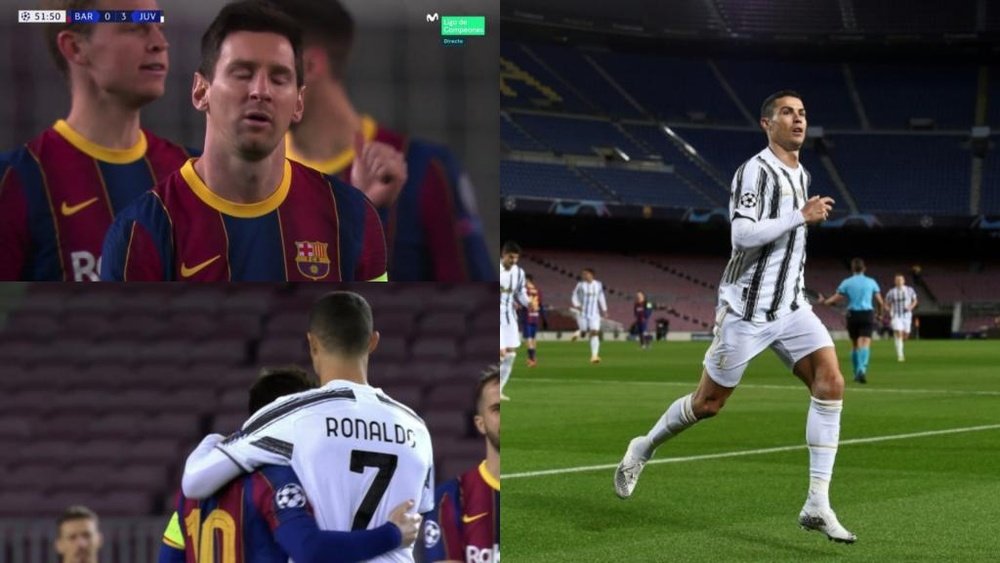 Confira como foi o desempenho de Messi e CR7 no último duelo. Captura/Movistar+LigadeCampeones