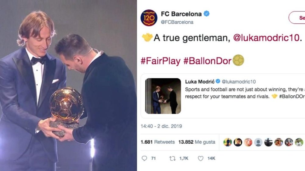 Tweet de Modric deixa rivalidade em segundo plano. Captura/GOL/Twitter