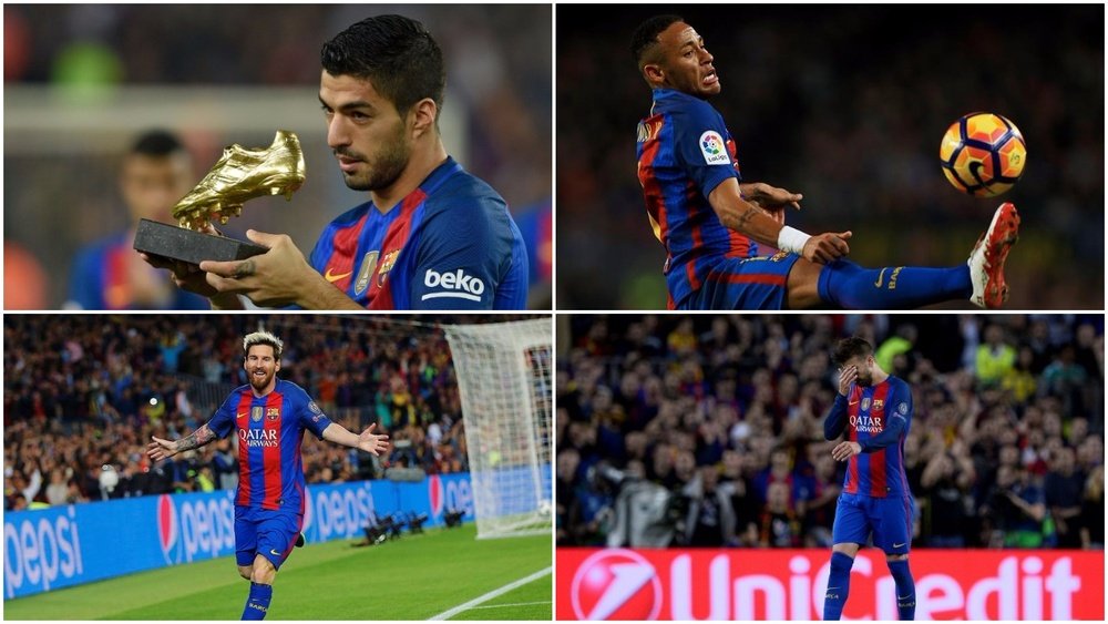 Montaje de Piqué, Neymar, Suárez y Messi. BeSoccer