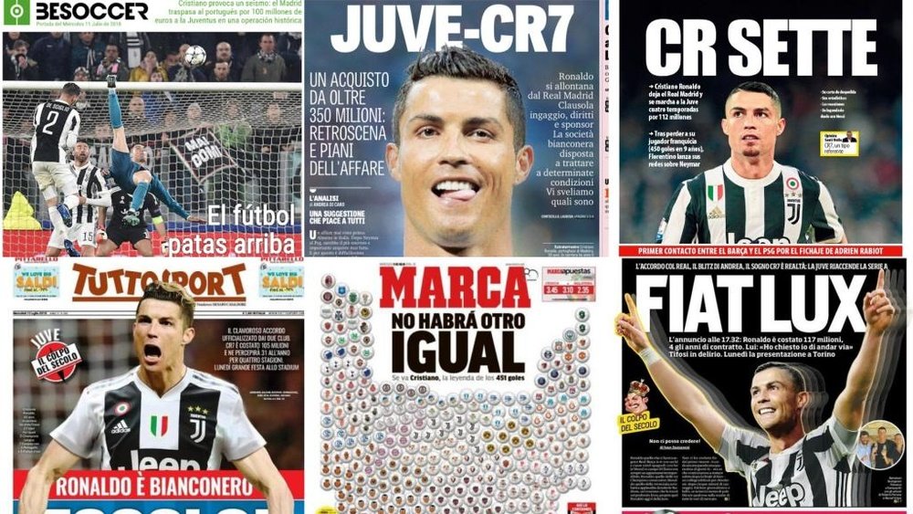 How Europe's press commemorated Cristiano's arrival in Turin. BeSoccer