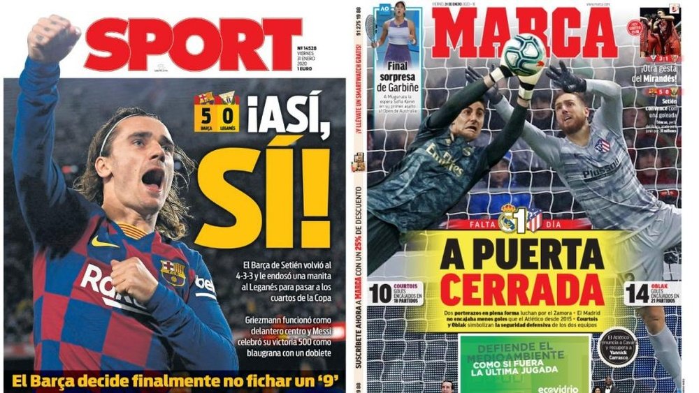 Les Unes des journaux sportifs en Espagne du 31/01/2020. Sport/Marca