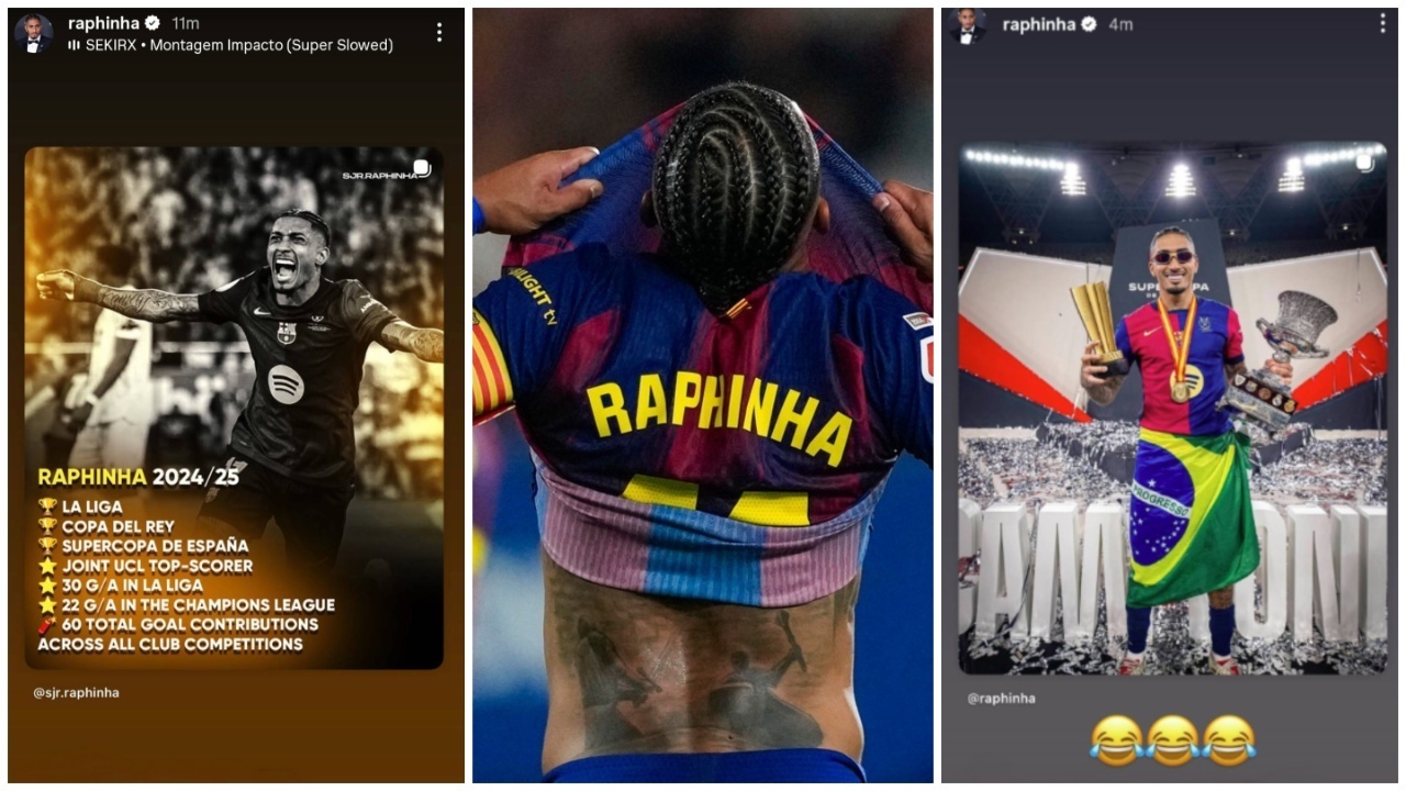 Raphinha lashes out on Instagram after FIFPro snub