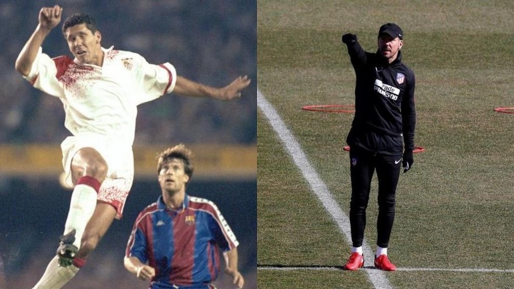 Simeone as a Sevilla player and Atletico manager. BeSoccer