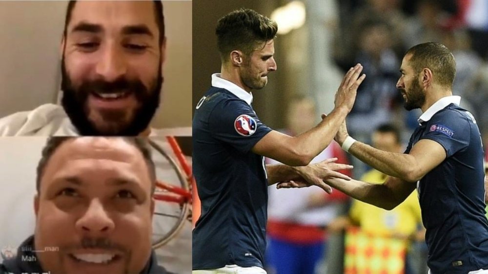 Benzema habló con Ronaldo y lanzó un mensaje a Giroud. Instagram/AFP