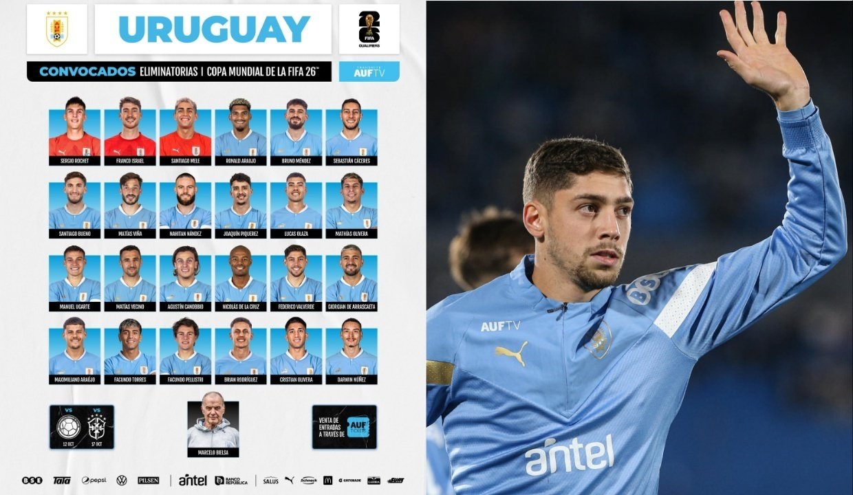 Fede Valverde lidera convocatoria de la Selección de Uruguay