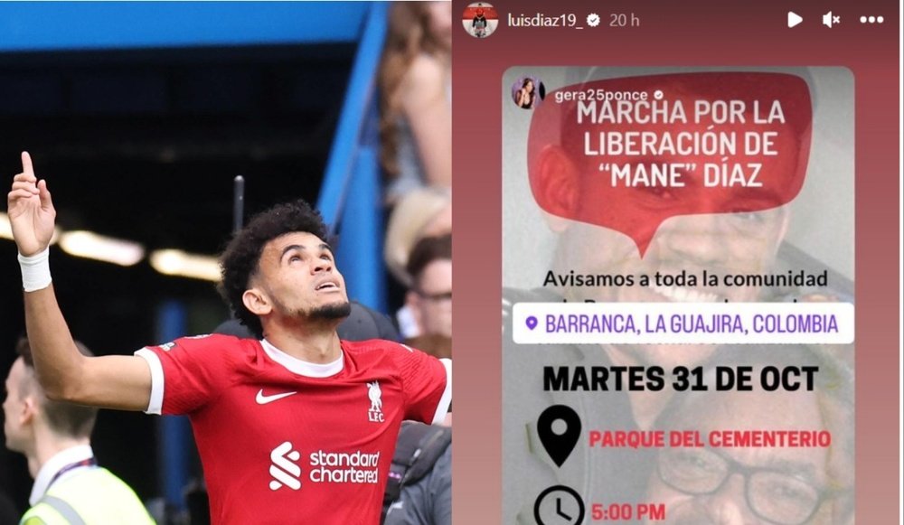 Luis Díaz pidió ayuda para liberar a su padre. EFE/Instagram/luisdiaz19_