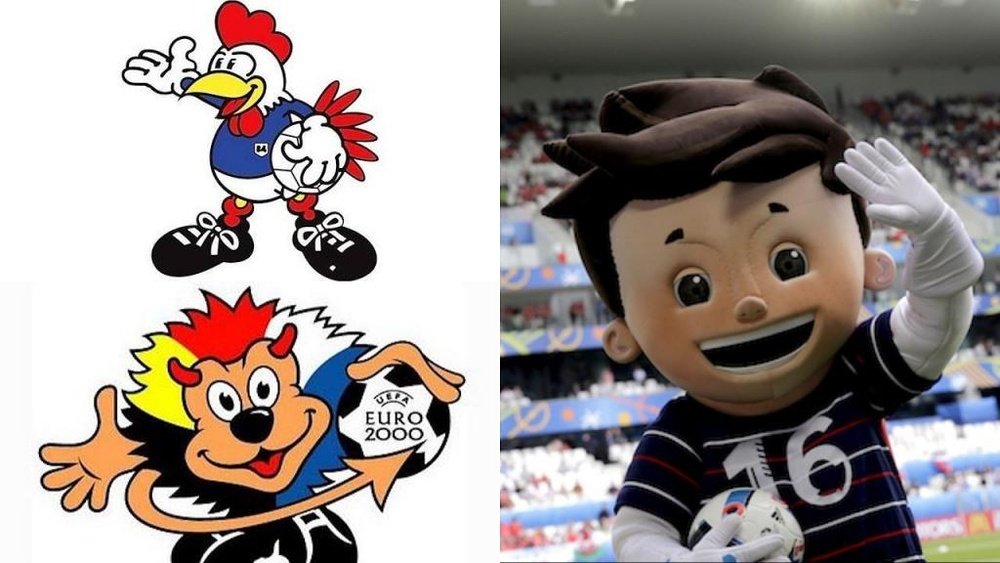 Las mascotas de todas las Eurocopas. Montaje/UEFA