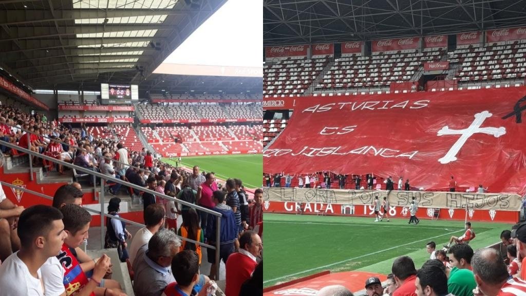 Cientos de aficionados se dieron cita en El Molinón. Twitter/xurdegijon1973-sportingsue