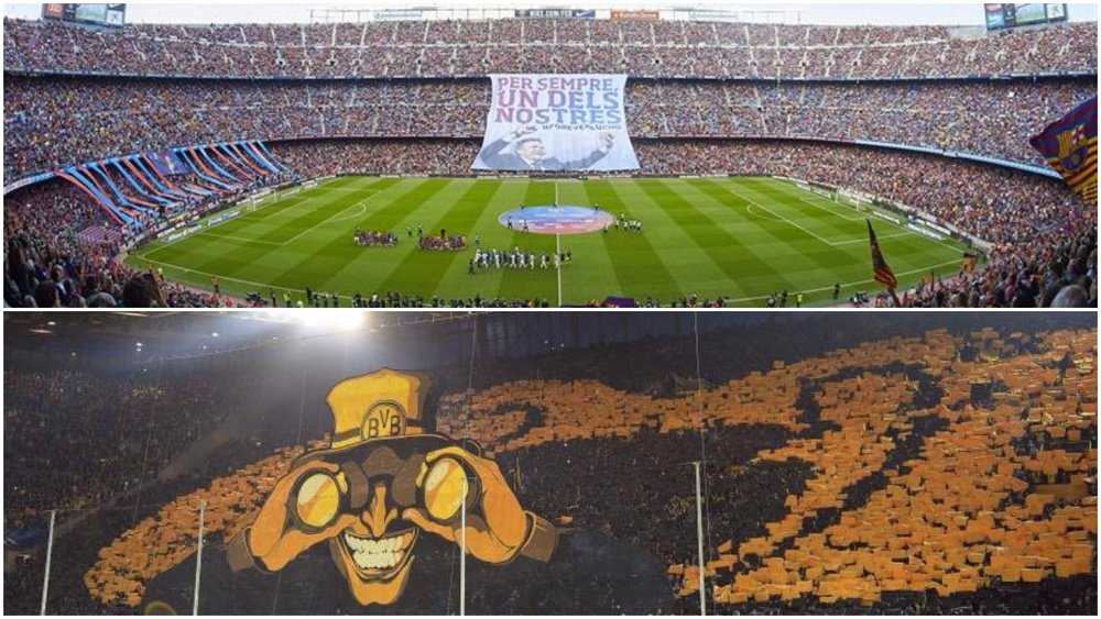 Le Camp Nou et le Signal Iduna Park, les deux terrains ayant réuni le plus de monde. BeSoccer