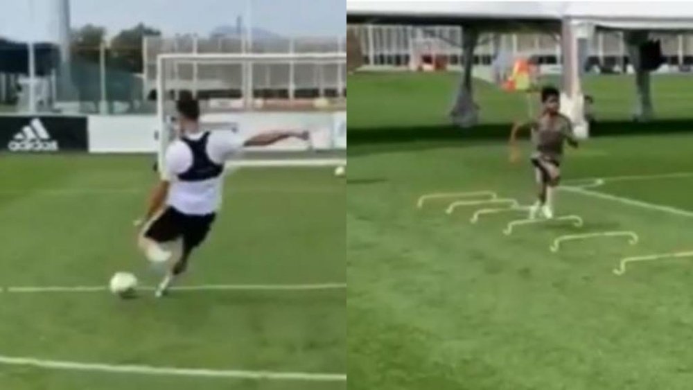 De tal palo, tal astilla: así entrenan Cristiano y Cristiano Junior. Twitter/SC_ESPN