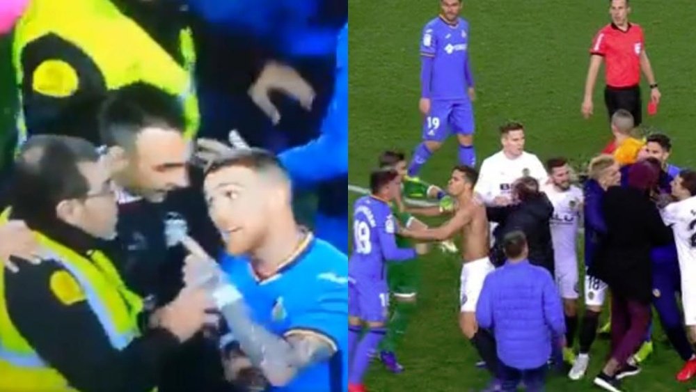 Trifulca final en el Valencia-Getafe. Capturas/beINSports