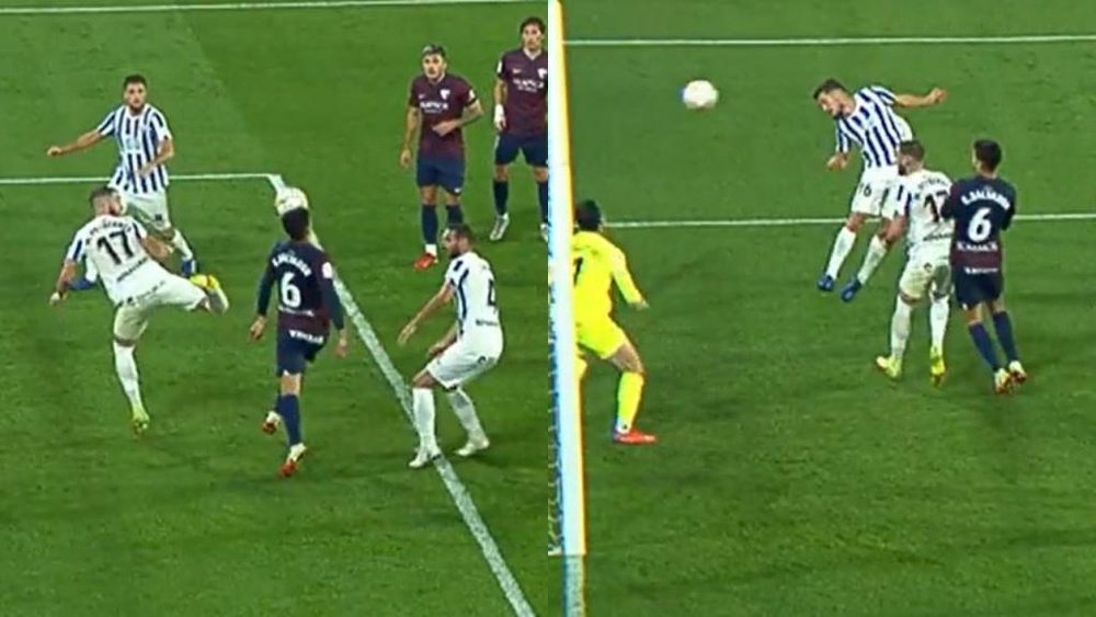 El árbitro anuló el gol de Genaro Rodríguez por fuera de juego. Captura/MovistarLaLiga