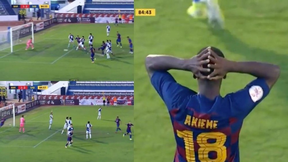 El Barça protestó el gol de Akieme. Capturas/BarçaTV