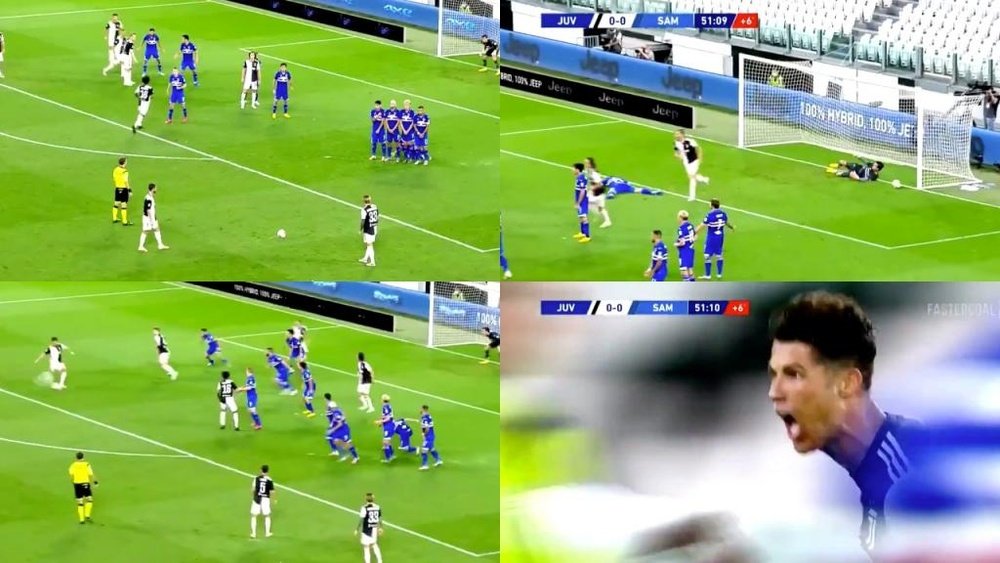 Ronaldo scored for Juventus. Screenshots/Movistar+