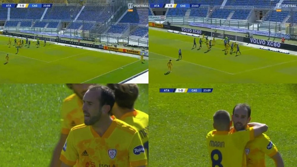 Godín debutó con un gol de cabeza ante el Atalanta. Voetbal/SC_ESPN